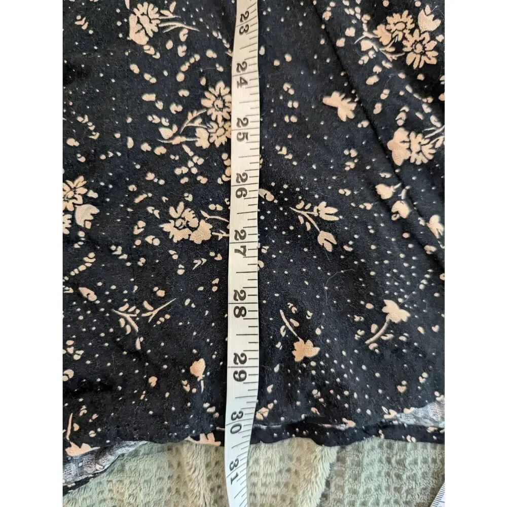 Free People Women's Size Small Black Floral Tess Square Neck Mini Dress - Picture 5 of 8